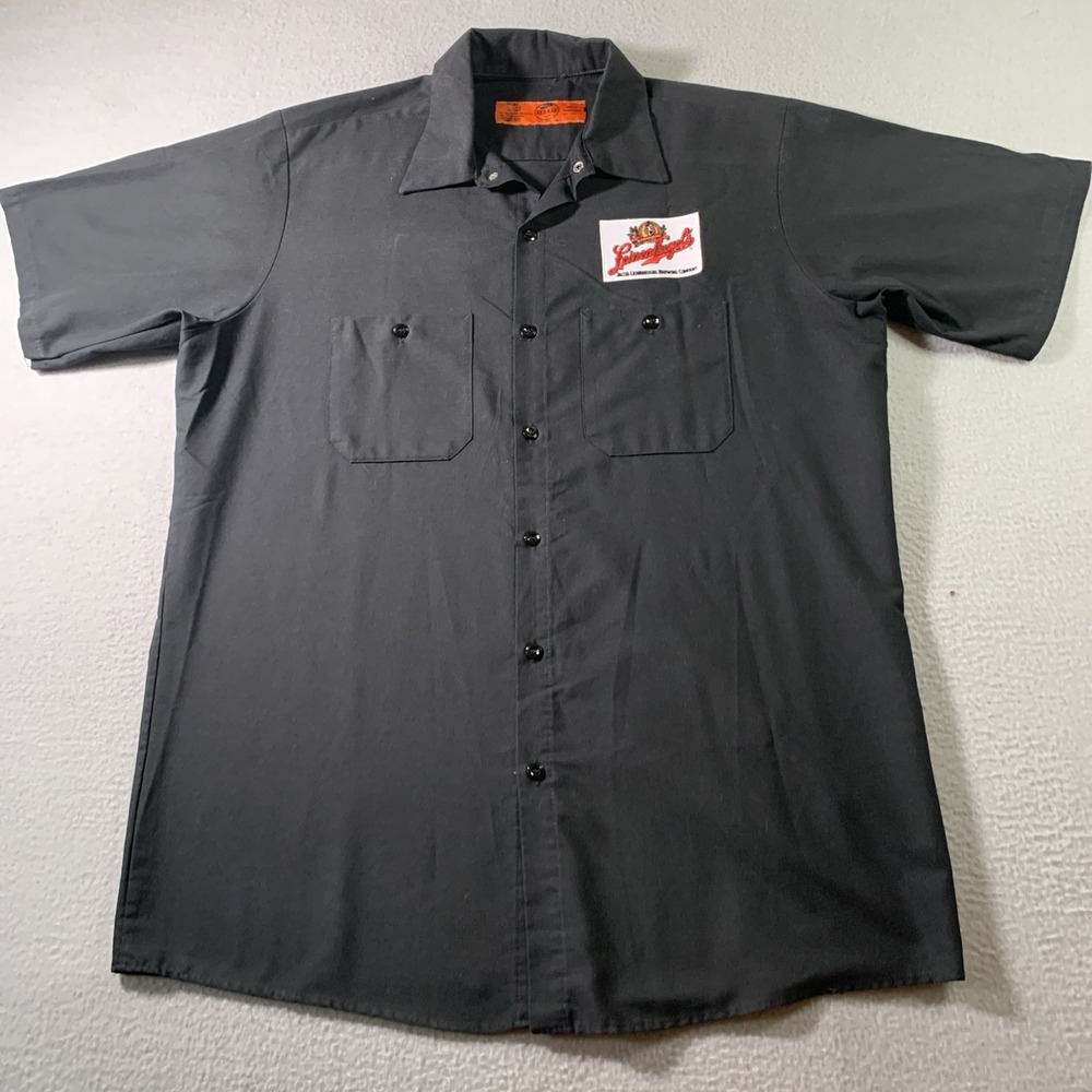 Leinenkugel's Brewing Company Men's Large Work Shirt Black Polyester Button Down